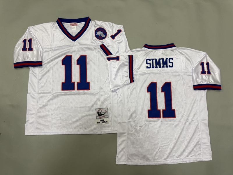 Men 2025 New York Giants #11 Simms White Throwback Limited NFL Jersey style 001